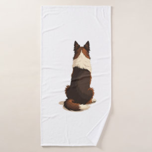 Vintage Border Collie von hinten Hund-Illustration Badehandtuch