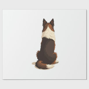 Vintage Border Collie von hinten Hund-Illustration Geschenkpapier