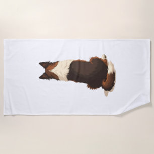 Vintage Border Collie von hinten Hund-Illustration Strandtuch