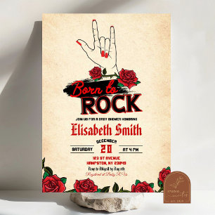 Vintage Born to Rock n Roll Baby Shower Einladung