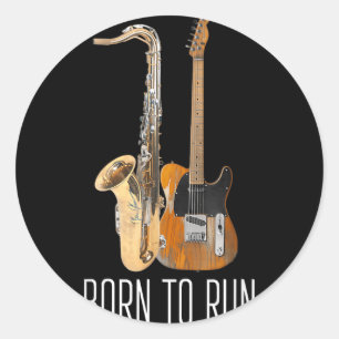 Vintage Born to Run Saxophon Musik Verstärker Gita Runder Aufkleber