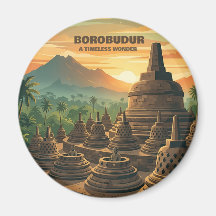 Vintage Borobudur Temple Indonesia Sunrise Travel 