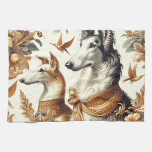 Vintage Borzoi-Hunde-Illustration Geschirrtuch