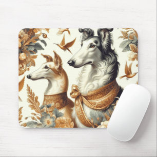Vintage Borzoi-Hunde-Illustration Mousepad