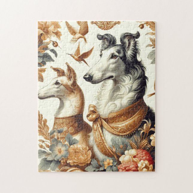 Vintage Borzoi-Hunde-Illustration Puzzle (Vertikal)