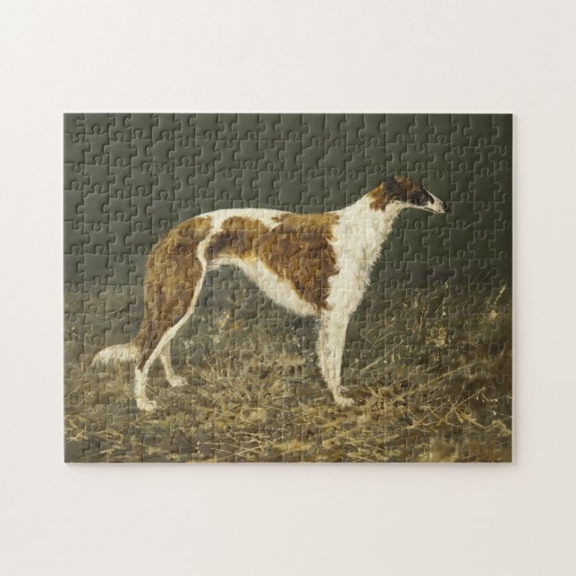 Vintage Borzoi-Malerei Puzzle (Horizontal)