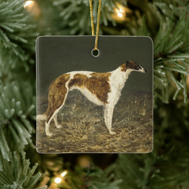 Vintage Borzoi Malerei Weihnachtsschmuck (Baum)