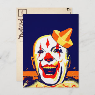 Vintage böse Clownkarte Postkarte
