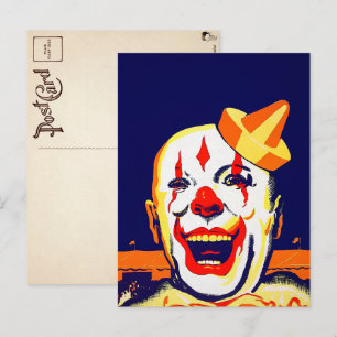 Vintage Böser Clown Postkarte