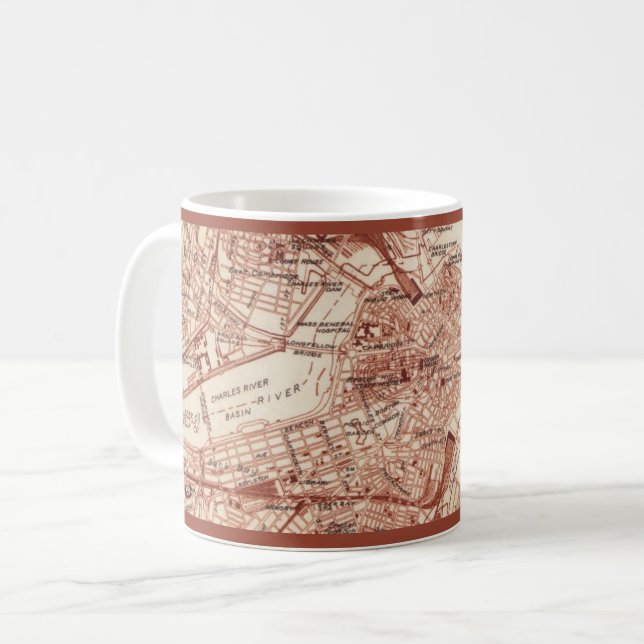 Vintage-Boston-Karten-Tasse Kaffeetasse (Vorderseite Links)