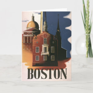 Vintage Boston, Massachusetts Paul Revere's Ride Karte