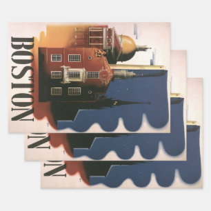 Vintage Boston, Massachusetts Paul Revere's Ritt Geschenkpapier Set