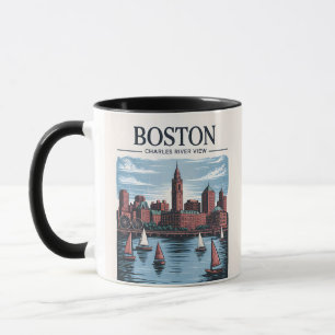 Vintage-Boston-Massachusetts-Stadtansicht & Segelb Tasse