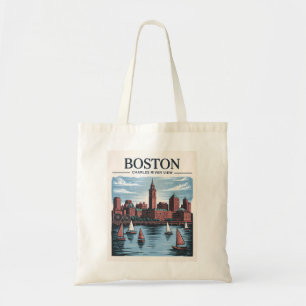 Vintage-Boston-Massachusetts-Stadtansicht & Segelb Tragetasche