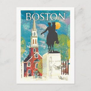 Vintage Boston Reiseplakat Postkarte