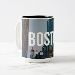 Vintage-Boston-Stadtansicht-Druck - Historische Ar Zweifarbige Tasse