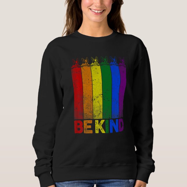 Vintage Boston Terrier Regenbogenflagge Sweatshirt (Vorderseite)