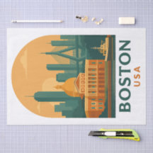 Vintage Boston-Tissue-Papier – Retro-USA-Reise