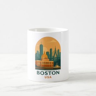 Vintage Boston USA Reise – Retro Stadt Kunst Kaffeetasse