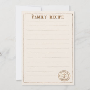 Vintage Botanica Familien-Rezeptkarten