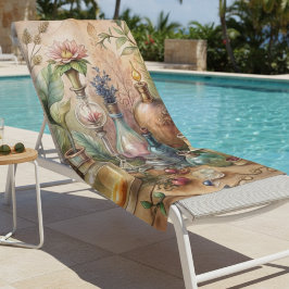 Vintage Botanical Apothecary Bottles Strandtuch