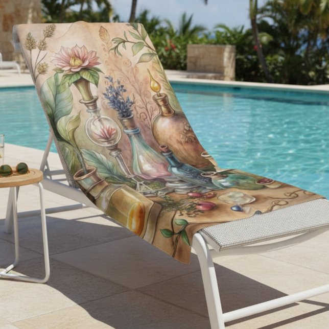 Vintage Botanical Apothecary Bottles  Strandtuch (Von Creator hochgeladen)