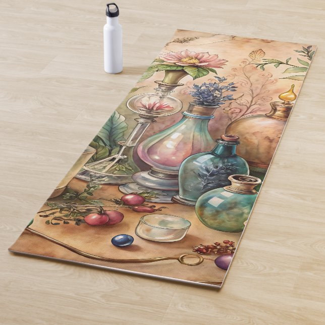 Vintage Botanical Apothecary Bottles  Yogamatte (Beispiel)