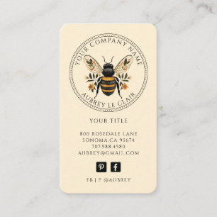 Vintage Botanical Bienen-Logo-Vorlage Visitenkarte
