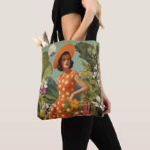 Vintage Botanical Collage-Tasche