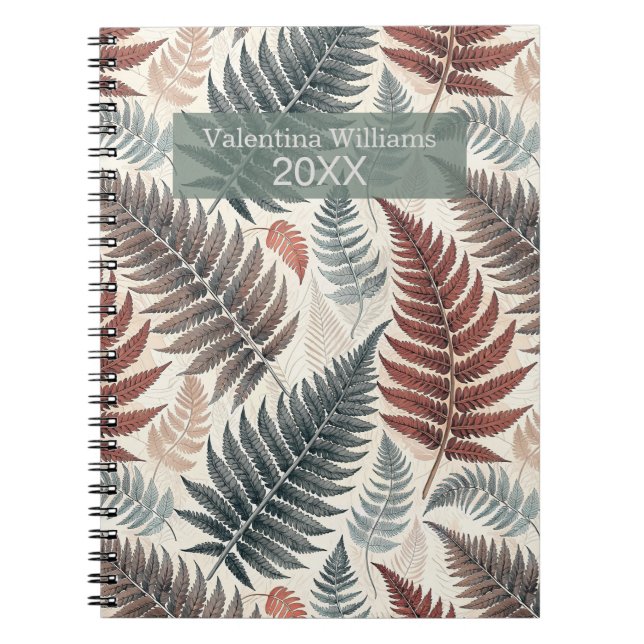 Vintage Botanical Fern Monogram Notizblock (Vorderseite)
