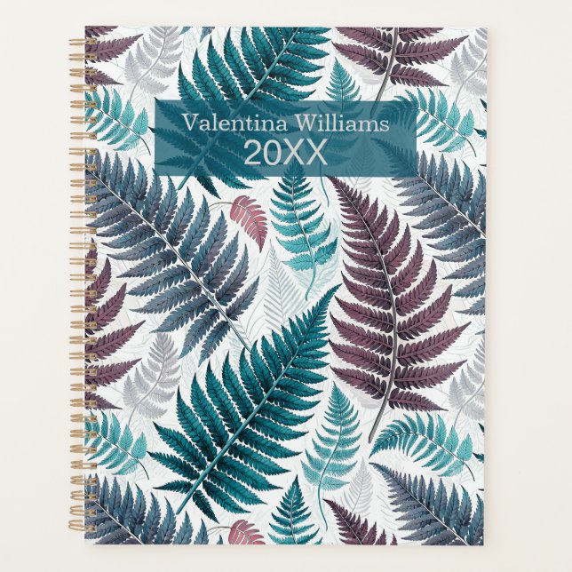 Vintage Botanical Fern Monogram Planer (Vorderseite)