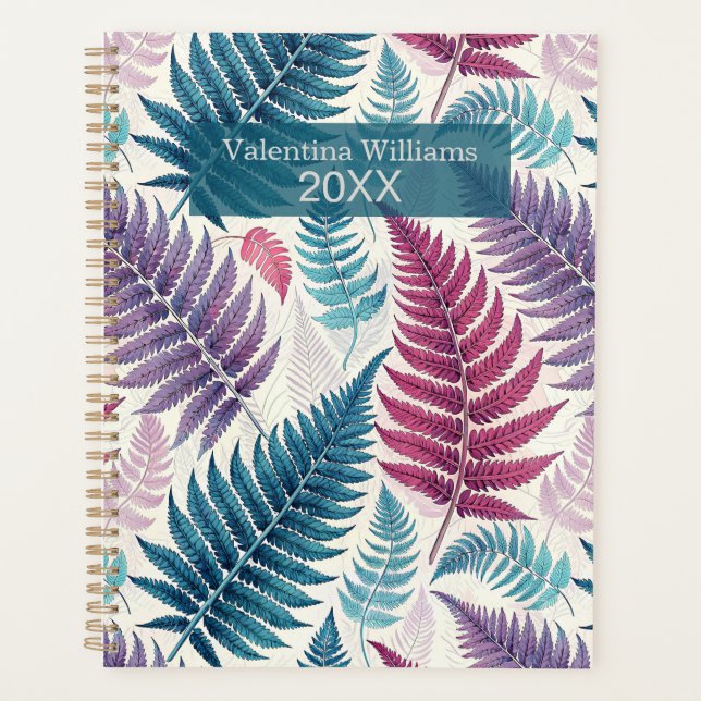 Vintage Botanical Fern Monogram Planer (Vorderseite)