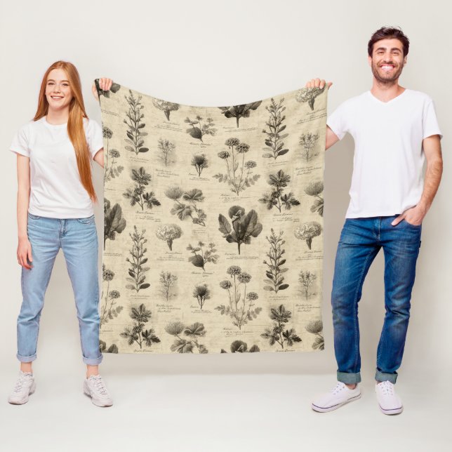 Vintage Botanical Floral Pattern (11) Fleecedecke (Beispiel)