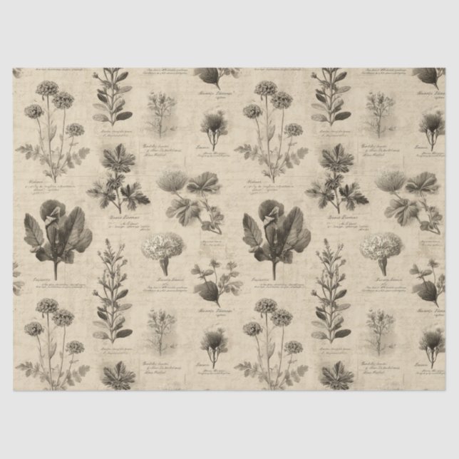 Vintage Botanical Floral Pattern (11) Seidenpapier (Vorderseite)