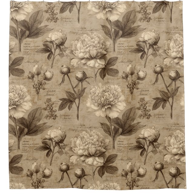 Vintage Botanical Floral Pattern (2) Duschvorhang (Vorderseite)