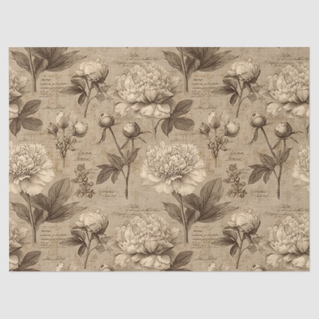 Vintage Botanical Floral Pattern (2) Seidenpapier (Vorderseite)