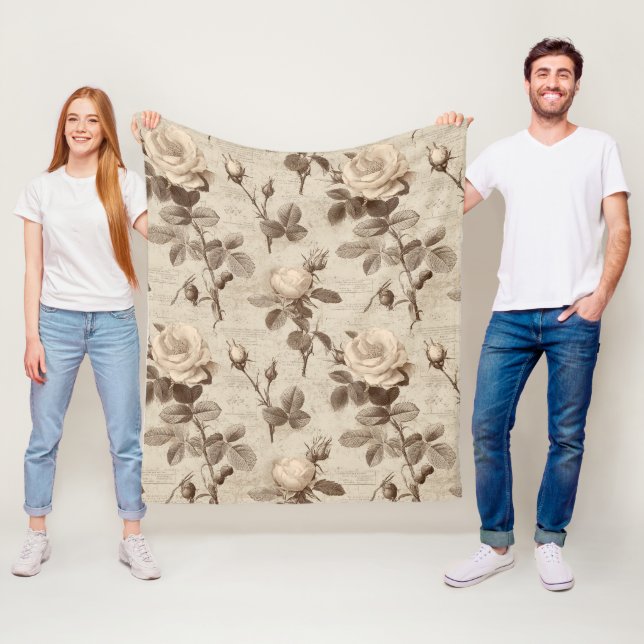 Vintage Botanical Floral Pattern (5) Fleecedecke (Beispiel)
