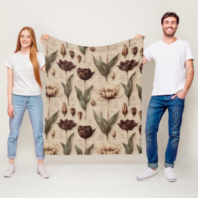 Vintage Botanical Floral Pattern (6) Fleecedecke (Beispiel)