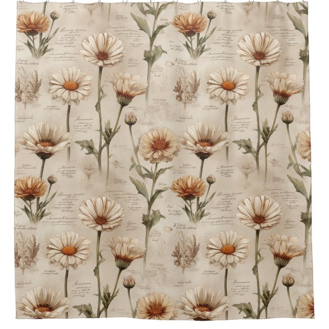 Vintage Botanical Floral Pattern (8) Duschvorhang (Vorderseite)
