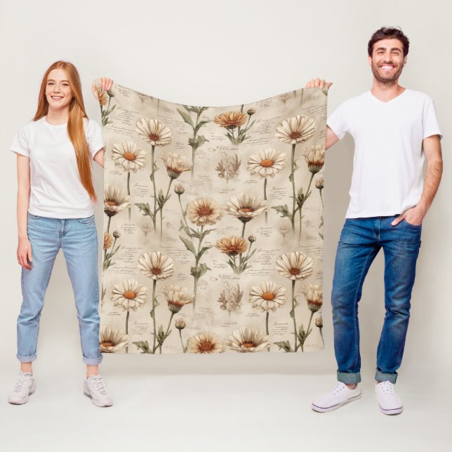Vintage Botanical Floral Pattern (8) Fleecedecke (Beispiel)
