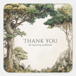 Vintage Botanical Forest Tree Rustic Woodland Quadratischer Aufkleber