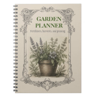 Vintage Botanical Gardening Planner, Plant Care & Notizblock