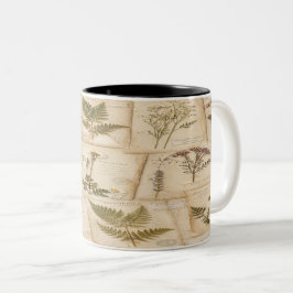 Vintage Botanical Herbarium Pattern Zweifarbige Tasse