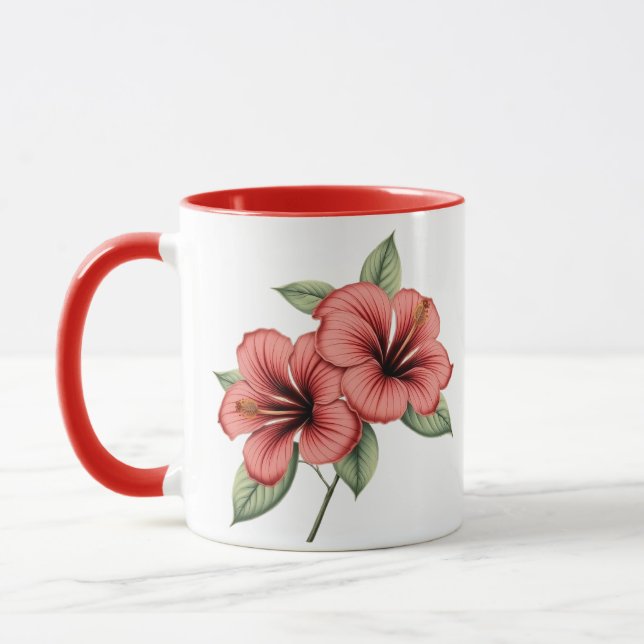 Vintage Botanical Hibiscus Coffee, tea mug Tasse (Links)