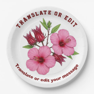 Vintage Botanical Hibiscus Flower edit Pappteller
