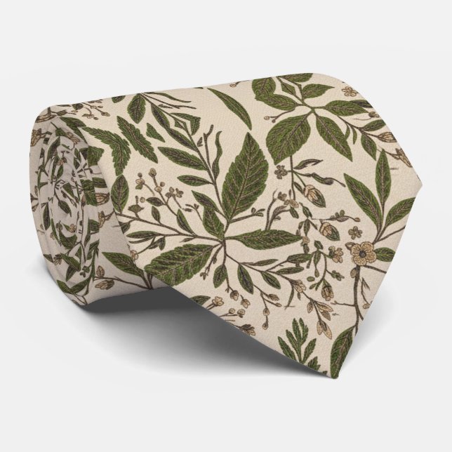 Vintage Botanical Leaf  Krawatte (Gerollt)