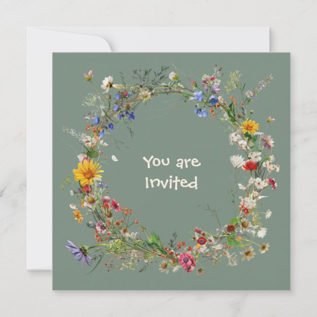 Vintage Botanical Loop Wreath Note Cards Mitteilungskarte (Vorderseite)