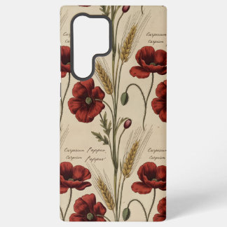 Vintage Botanical Poppy Script – Antique Red Samsung Galaxy Hülle