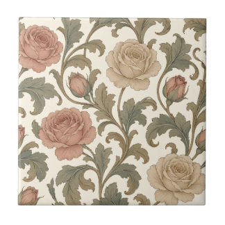 Vintage Botanical Rose Fliese