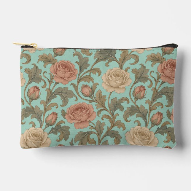 Vintage Botanical Rose Zubehörtasche (Vorderseite)